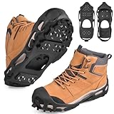 Ice Snow Traction Cleats Crampons Anti-Slip Snow Shoes Cleats Walking on Snow and Ice Winter Walking Boots Cleats for Men Women Hiking, Jogging (28 Steel Crampons,Szie S)