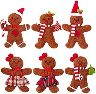 6PCS Christmas Gingerbread Man Plush Gingerbread Man, Christmas gingerbread decorations Snowman Xmas Tree Decor Hanging Ornaments Party Supplies