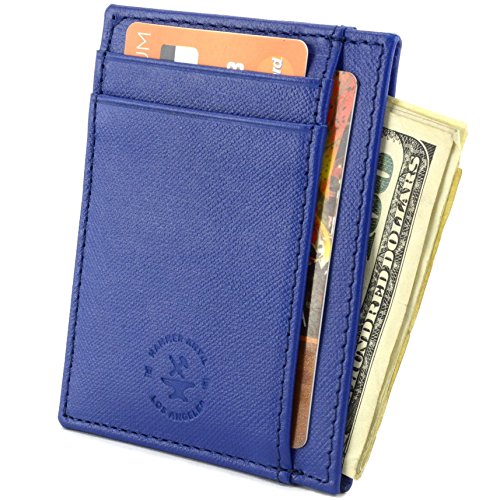 HAMMER ANVIL RFID Blocking Minimalist Genuine Leather Slim Front Pocket Wallet CH Blue