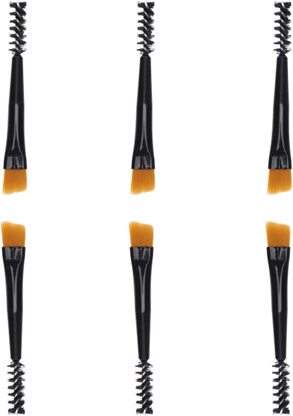 Duo Eyebrow Brush Synthetic Bristles Eyelash Brush Mini Angled Eye Brow Brush and Spoolie Brush for Precision Application, Shaping and Blending