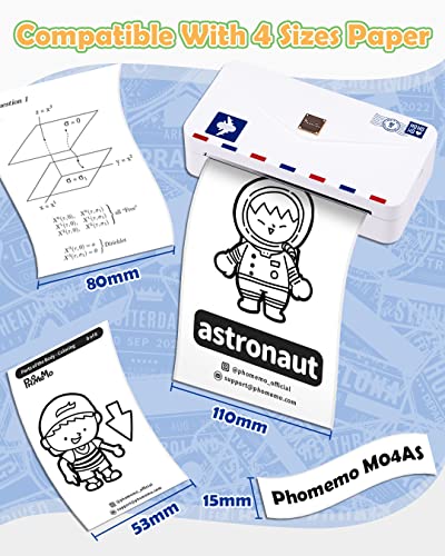 Phomemo Portable Thermal Printer M04As 4 Inch Mini Sticker Printer Bluetooth Mobile Photo Printer, Support 15/53/80/110Mm Printing Width, 300Dpi, Suitable For Photos, Notes, Memo, Chritstmas Gift #TOP1