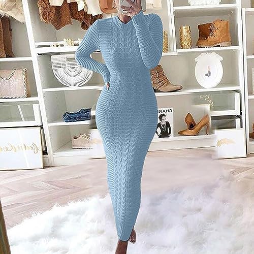 Jersey Dresses for Women Winter Dresses for Women Wool Jacquard-Maxi Dresses  for Women with Sleeves Casual Women Dresses Elegant Long Girls' Dresses  Long Sleeve Black Dresses for Women UK Curve, Bu2, :