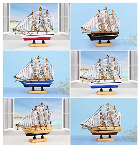 dedoot Wooden Sailboat 6 Pack Miniature Sailboat Model Ship Nautical Decor Tabletop Decorative Ornament for Ocean Theme Home Decor, 5.5x5x1.2 Inch - Thumbnail 7