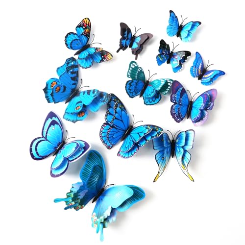 Jisrcha 60 Pièces de Décorations de Papillons, Papillons 3D, Autocollants de Décoration Murale pour Les Chambres D'enfants, Les Tables À Manger, Les Fêtes...