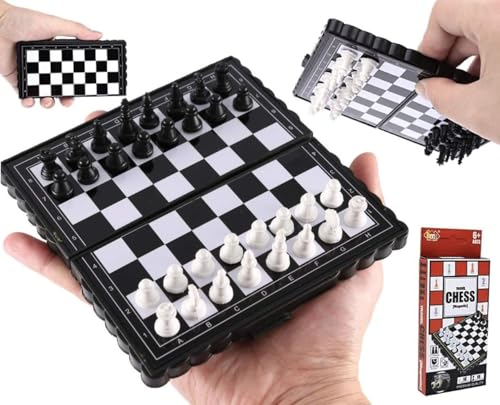 Image of Amitasha Magnetic Chess Board 5 Inch Mini Folding Board Game - Pieces Storage Portable Travel Chess Game - Beginner Chess Set for Kids, 6 up Ages