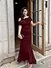YMDUCH Women's Elegant Sleeveless Off Shoulder Bodycon Long Formal Party Evening Dress WineRed