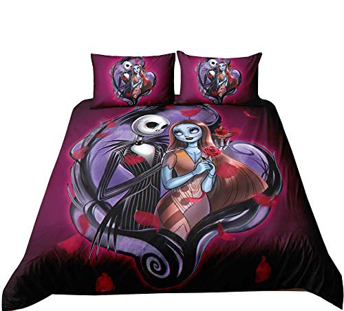 KTLRR Nightmare Before Christmas Juego de Funda de edredón de 3 Piezas con 2 Fundas de Almohada sin edredón, Microfibra, 03, Single(135x200cm,2pcs)