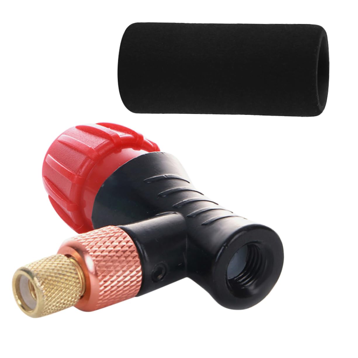 BUGUUYO 2pcs Inflatable Bike Inflator Co2 Inflator Control Valve with Sponge Cover for Portable Tire