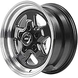 JEGS Sport Star Aluminum Wheel 15” x 7” | 5 x 4.75” Wheel Bolt Pattern Spacing | 0 mm Offset | 4” Backspacing | Polished Outer Lip/Black Spokes | 3.27” Center Bore | Includes Center Cap