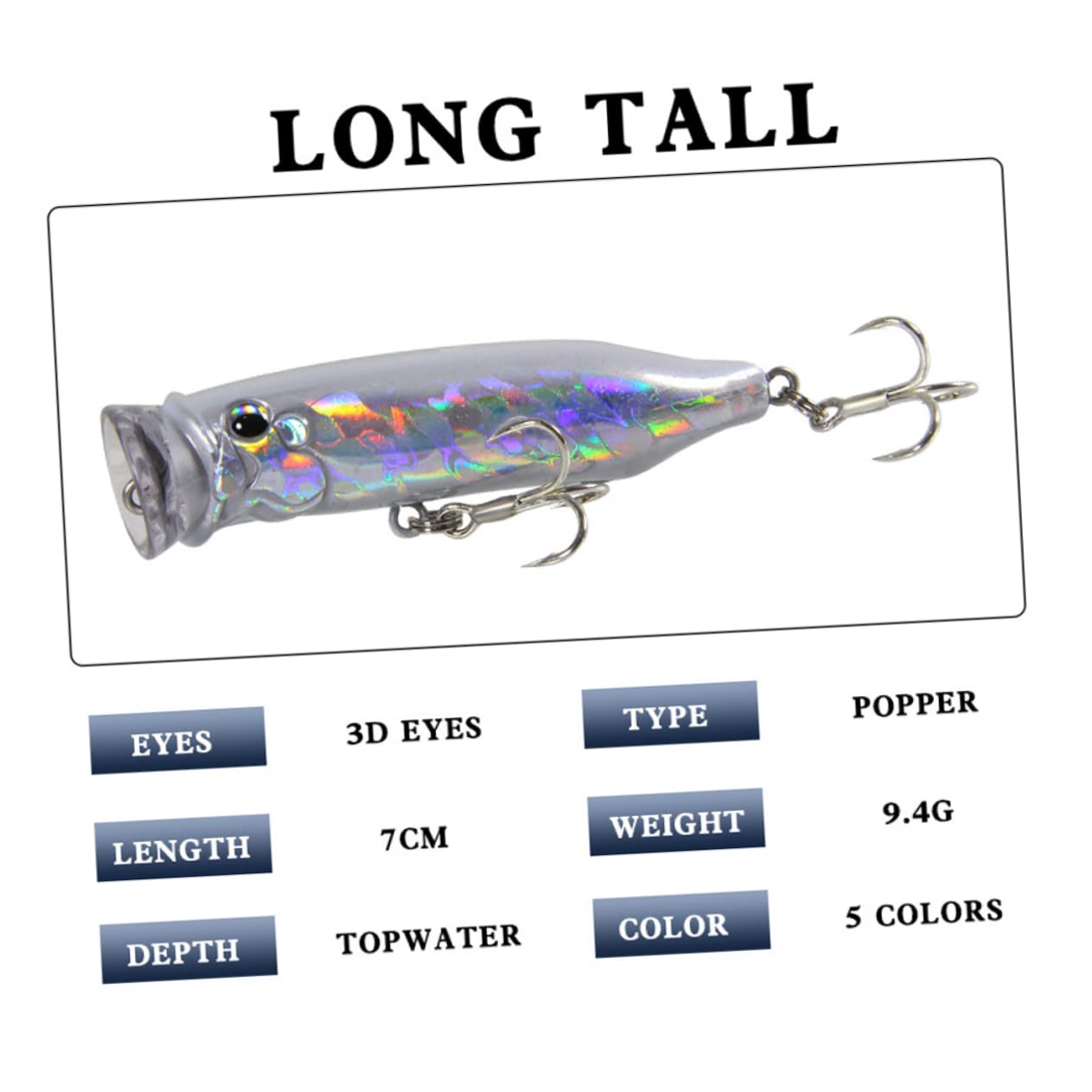 Kisangel 5 Pièces appâts pour la pêche au Poisson leurre de Surface leurres à Truite Fer leurres spinnerbait hameçon Poisson leurre appât Crochet d'appât de pêche engins de pêche Suite 7c