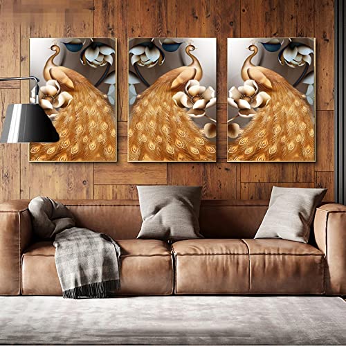 Peinture paon fleur affiche impression sur toile décoration salon 60x80 - 2