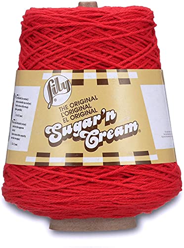 Image of Lily Sugar N Cream Cones Red Yarn - 1 Pack of 14oz /400g - Cotton - #4 Medium - 706 Yards - Knitting /Crochet