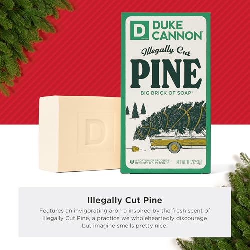 Duke Cannon Supply Co. Big Brick of Soap Bar for Men Holiday Edition - Illegally Cut Pine (Fresh Split Pine Scent), 10 oz. (3 Pack)