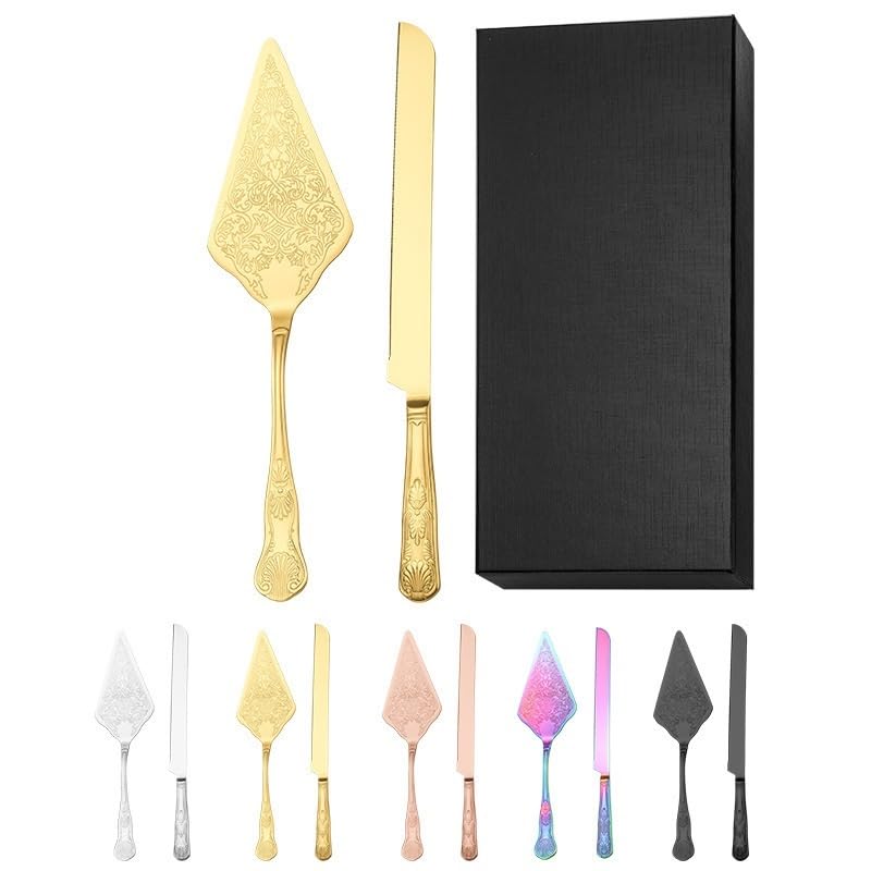 ONUIFIKE Silverware Set, 2/8/12/16/20/24 Pcs 304 Cake Knife Shovel Gift Box Wedding Pizza Shovel Toast Sandwich Baking Bread Knife, Home Cutlery Flatware Set(Black,20 Pieces for 10)