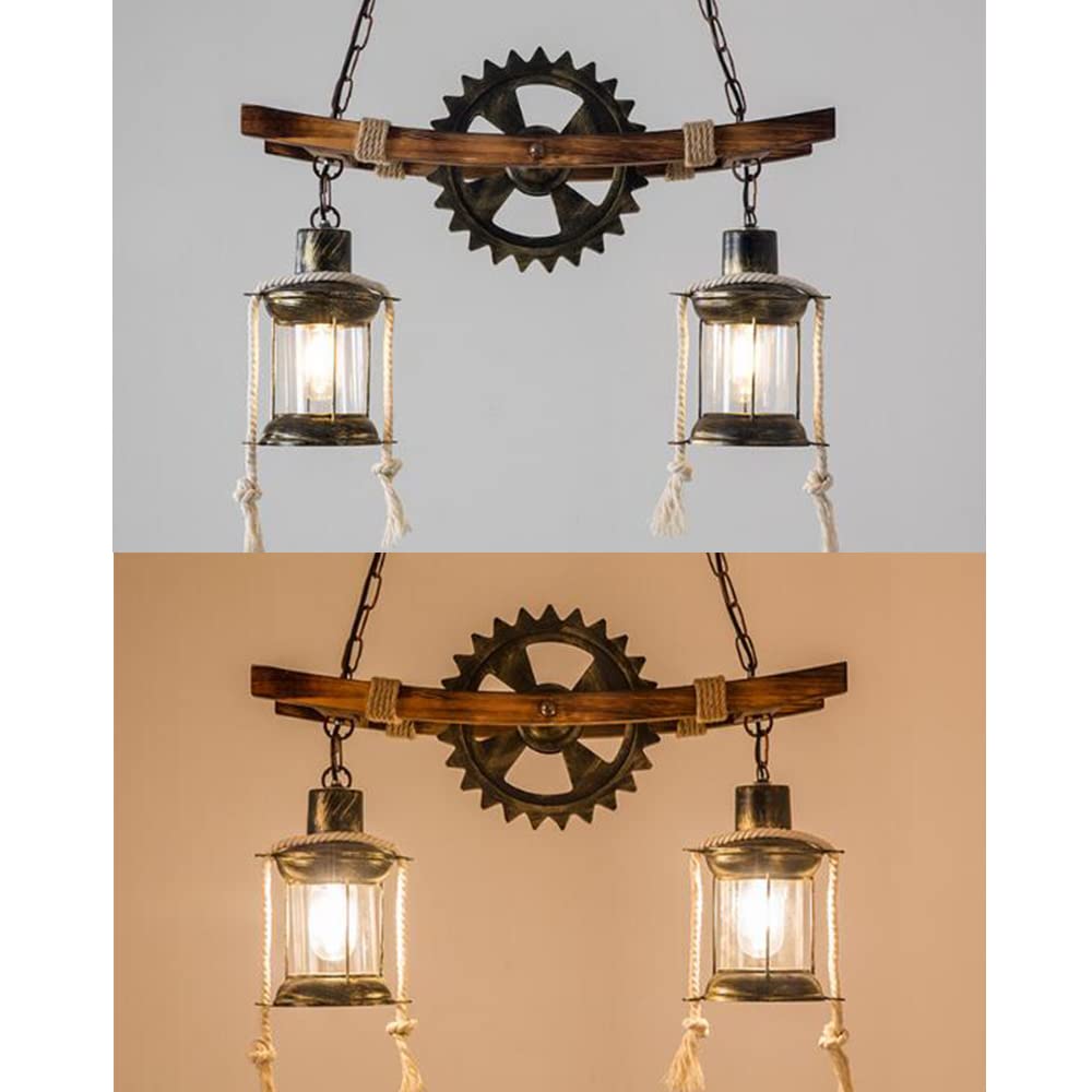 Drewniana lampa wisząca vintage lampa wisząca przemysłowa metalowa wisząca lampa retro stół jadalnia żyrandol E27 lampa sufitowa sypialnia salon jadalnia kuchnia loft bar oświetlenie dekoracyjne