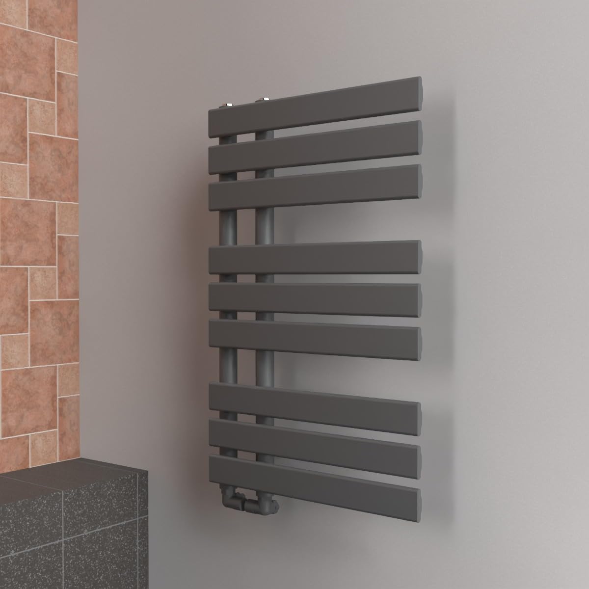 Lux Heat Anthracite Grey Open-Flat Designer Towel Radiator 800Mm (H) X 500Mm (W)
