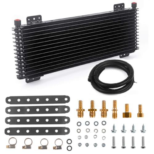 ZHSYMX 40k Transmission Oil Cooler LPD47391, Compatible with Heavy Duty 40,000 GVW Max Low Pressure Drop Trans Cooler with Mounting Hardware (Black)