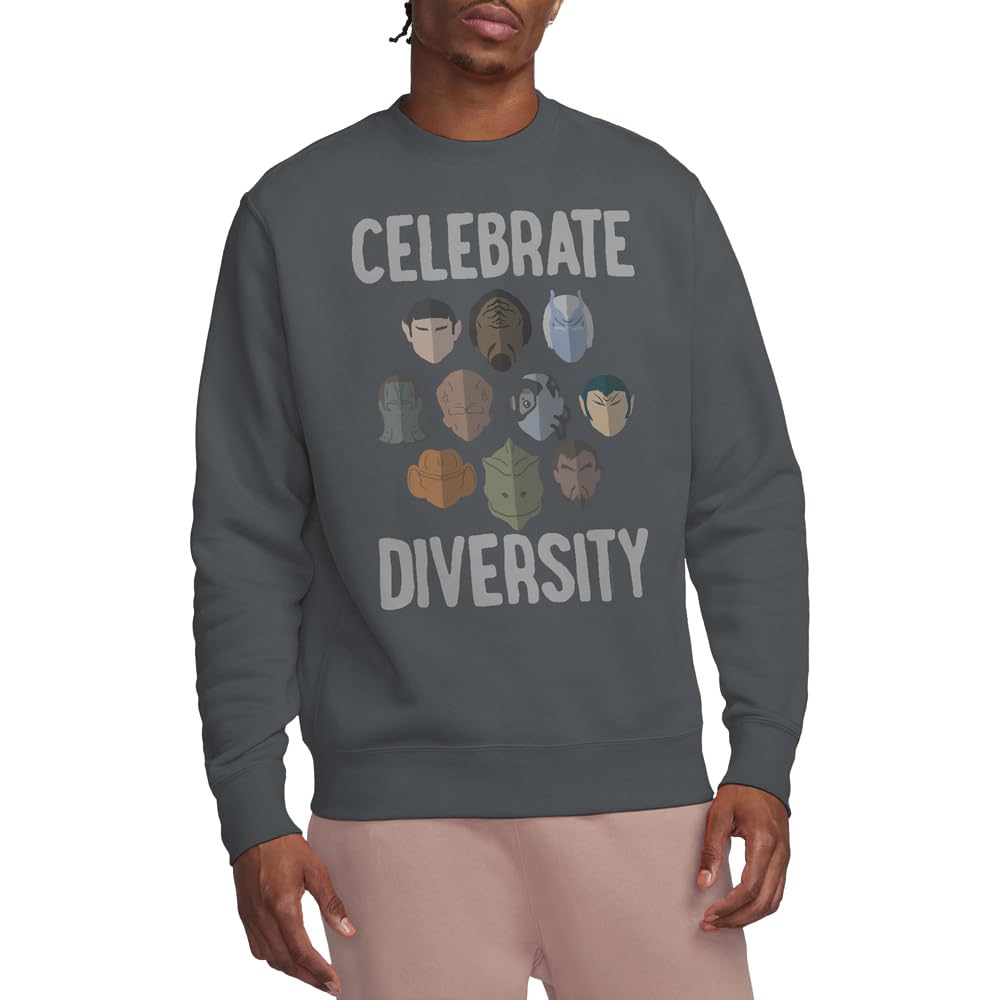 Star Trek The Celebrate Diversity Unisex Crew Sweatshirt, Black, Medium
