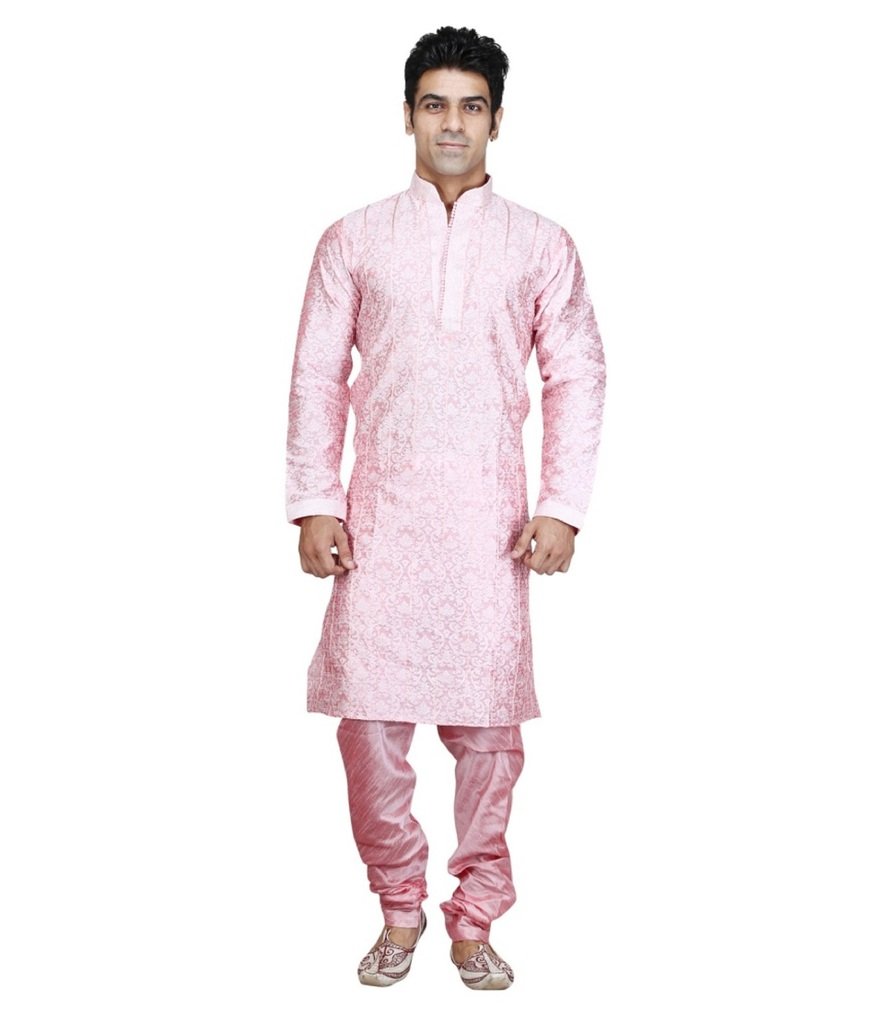 royal kurta Men's Pink Jacquard Pintex Sherwani-picture-22