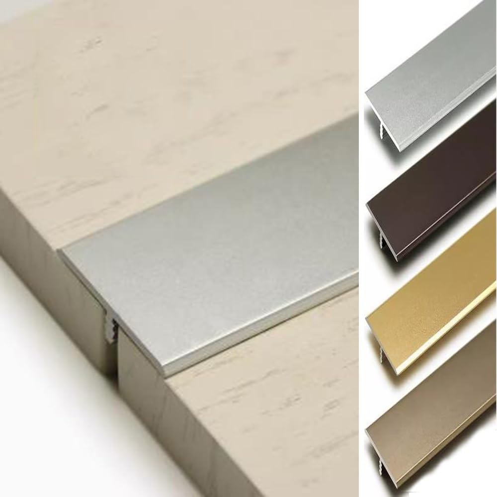 T Molding Trim Floor Transition Strip 35.4in Aluminum Flat Divider Strips for Doorway, 1.3in Metal Threshold Strip for Joining Floor Gap