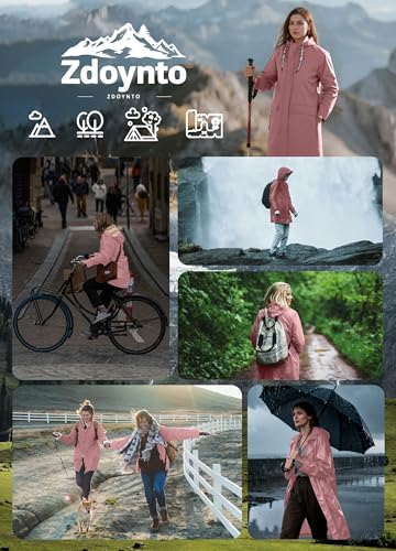 Zdoynto Regenjacke Damen Regenmantel Wasserdicht Mit Kapuze Übergangsjacke Outdoorjacke Frühling Sommer Herbst Rosa M