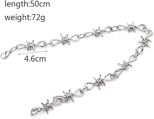 Miniatura 4 de Collar de alambre de púas gótico unisex 20 pulgadas, hip hop, alambre de púas, gargantilla, collar de gargantilla, joyería punk, regalo para