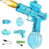 Electric Water Gun for Kids & Adults - Automatic Squirt Gun with Muzzle Flash & Water Spray Sound, Summer Outdoor Water Blaster Pistol Pool Beach Party Toys for Boys Girls(Blue)