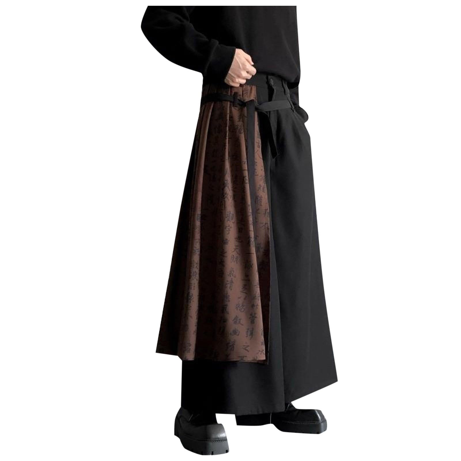 Kimono Uomo Kendo Samurai Gonna Orlo Irregolare Kilt Stile Giapponese Samurai Hakama Gonna Grandi Taglie Pantaloni Da Uomo Tradizionale Tinta Unita Samurai Vestito Casuale Sciolto