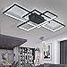 Produktbild LED Deckenleuchte Wohnzimmer Lampen Dimmbar Deckenlampe Modern Eckig Design Decke Leuchen Aluminium Lampenschirm Pendelleuchte Wohnzimmerlampe Schlafzimmerlampe Esszimmerlampe Küchelampe (Schwarz)
