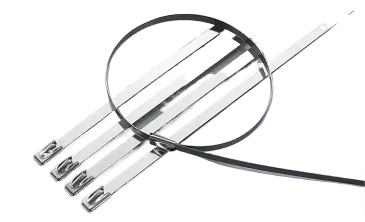 10pcs 7.9mm 7.9 * 100/150/200/250/300/350/400/450/500mm self-Locking Stainless Steel Cable Ties Metal Cable tie for Fixing(7.9x300mm)