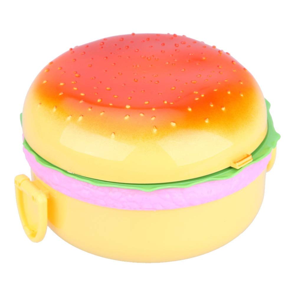 Pudełko na Lunch Bento, Pudełka Do Przechowywania Żywności, Śliczne Hamburger Dwuwarstwowe Pudełko Na Lunch Pudełko Na Burger Bento Lunchbox Dzieci Szkolny Pojemnik Na Żywność Zestaw Stołowy z Widelce