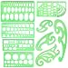 SIQUK 9 Pieces Drawings Templates French Curve Geometric Templates Measuring Rulers Clear Green Plastic Rulers for Engineering, Studying and Designing