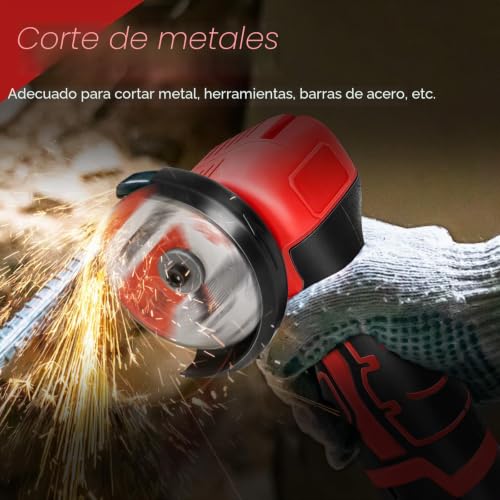 Amoladora angular de 16.8V con batería de litio y discos de corte de 76mm para taller 6