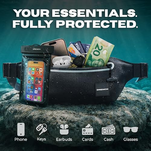 Image of Drench 100% Underwater Waterproof Fanny Pack | Submersible Waterproof Phone Pouch & Waist Pack Dry Bag for Swimming, Boating, SUP & Snorkelling | Floating Belt Bag Underwater Phone Case | iPhone