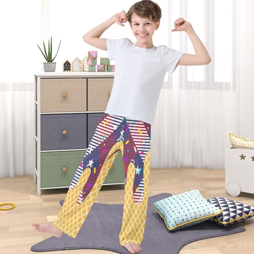 Boy's Pants Flag Star Ice Cream Jogger Pants Elastic Waist Long Bottoms Trousers with Pockets 6-14 Years4