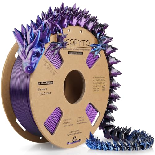 Image of Silk Tricolor PLA Filament 1.75mm, 3D Printer 3-in-1 Multicolor PLA Filament, Dimensional Accuracy + /-0.02mm 1KG Spool (2.2 lbs), Shiny Silk Texture, Triple Color Silk PLA Filament (Blue Purple Black)