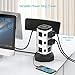Power Strip Tower with Wireless Charger - Surge Protector with USB, JACKYLED Electric Outlet 13A 10 AC Outlets 4 USB Ports 6.5ft Extension Cord for School Dorm Office Home Desktop Computer White Black
