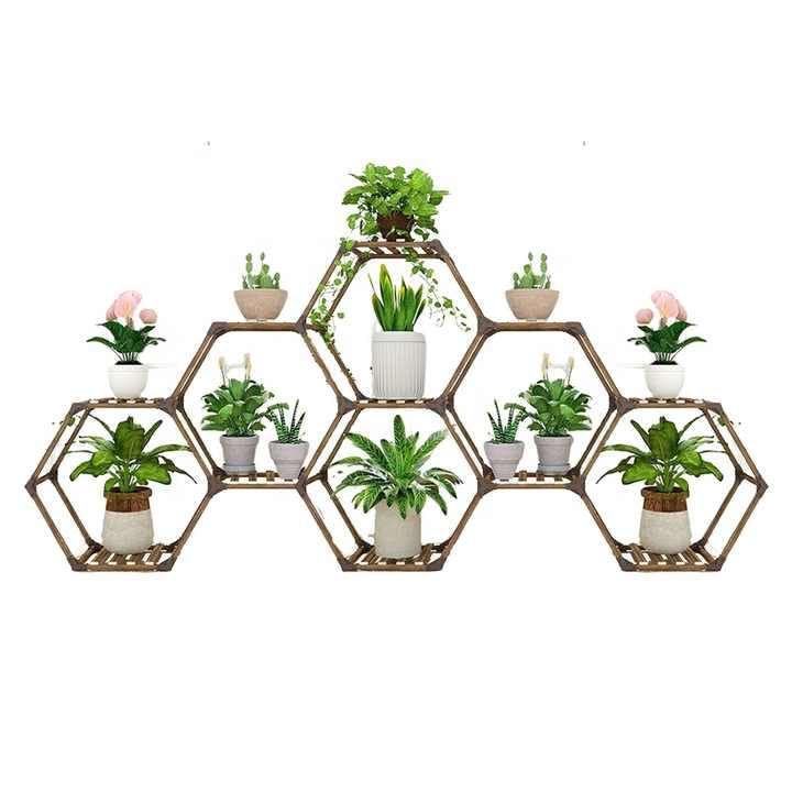 Snazzy Hexagonal Wood Outdoor Plant Stand Indoor Ladder Plant Shelf Holder Pot Stand For Corner Window Garden Balcony Living Room - 11 Tiers (B0CNVRX5KX) Amazon Price History, Amazon Price Tracker