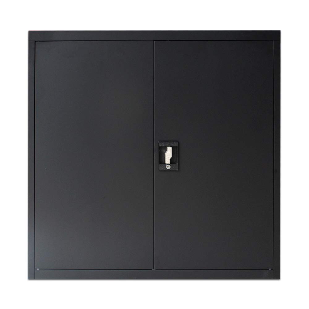 Panana 3/4/5 Layer Metal Filing Cabinet with Shelves and Lockable System 2 Door Storage Cupboards Unit for Home Office Furniture (Black, 3 Layer: W 90 x D 40 x H 90cm) - Image 4
