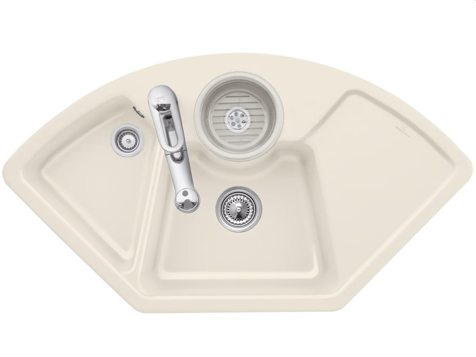 Villeroy & Boch Solo Eck Ivory Keramik-Spüle Eckspüle Küchenspüle Einbau Beige