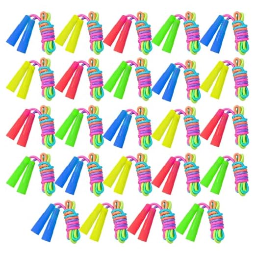 Elcoho 24 Packs Rainbow Jump Rope Set 7.2 Feet Adjustable Nylon Skipping Ropes Jumping Ropes for Outdoor Activity Party Favors School Games