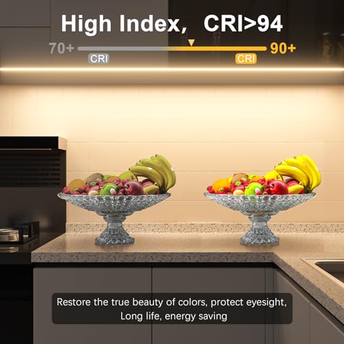 WOBANE Under Cabinet Lighting,Flexible COB LED Strip Light,Under Counter Lights for Kitchen,Mirror, Ceiling,Room,TV,Shelf,Closet,ETL Listed,6.6ft,640LEDs,4000K Natural White,900lm