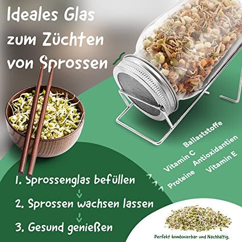 Sprossenglas mit Deckel 750 ml von MACHERÓ im 2er-Set