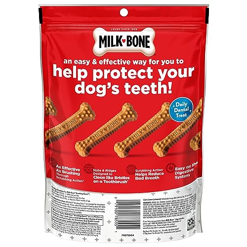 Milk-Bone Original Brushing Chews, 18 Mini Daily Dental Dog Treats (Pack of 5) Scrubbing Action Helps Clean Teeth