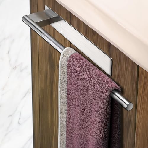 GULINO Toalleros De Baño Sin Taladro Adhesivo Toallero Lavabo de Acero Inoxidable Colgador Toalla Baño, Colgador Toallas para baño y Cocina, Toallero Adhesivo (Plateado)