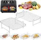 HONYAO Air Fryer Rack for Ninja Dual Basket Airfryer, 2pcs DZ201/DZ401/DZ550 Accessories Rectangle...