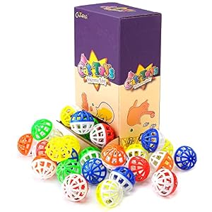 Chiwava 45 Palline Giocattolo per Gatti, 3.6 cm, con Campanellino, Sonaglio, Reticolato, Colori Assortiti
 - immagine 3