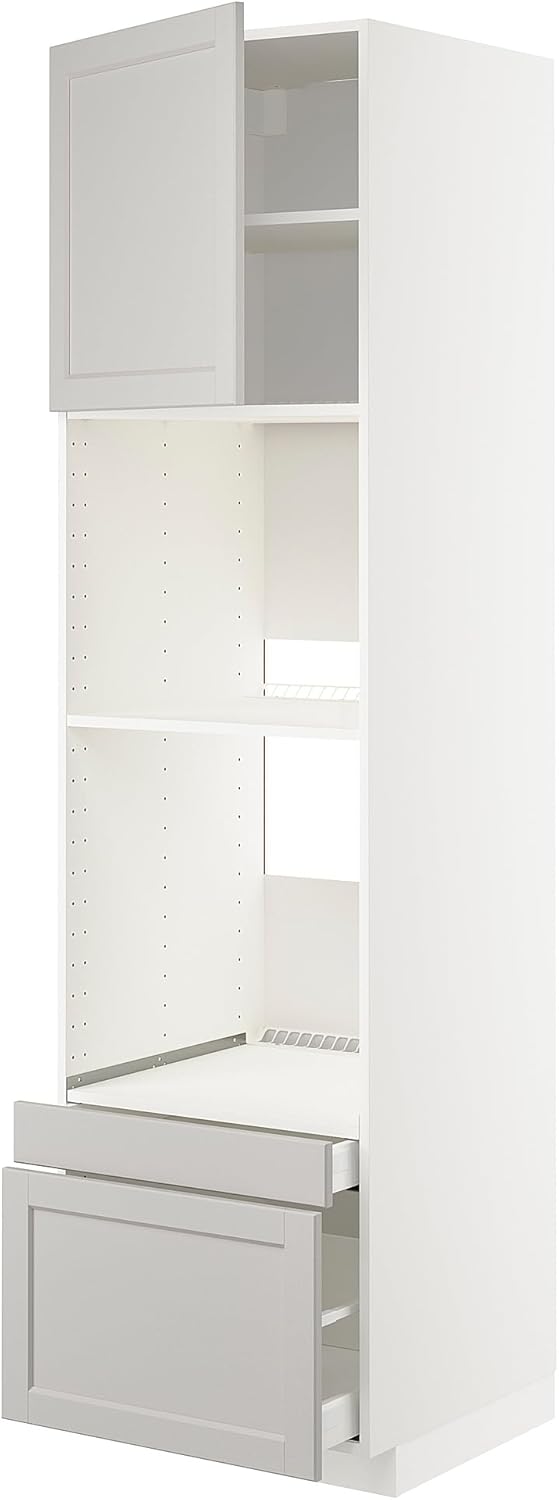 METOD/MAXIMERA High Cab f ov/Combi ov w dr/2 drwrs, White/Relitan Light Grey, 60x60x220cm
