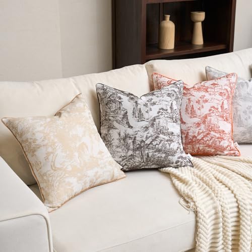 Alerfa Beige French Vintage Throw Pillow Cover 20 x 20 Inch Sqaure Luxury Decorative Pillow Cover for Couch Living Room Bedroom by Alerfa - Used condition - Image 5