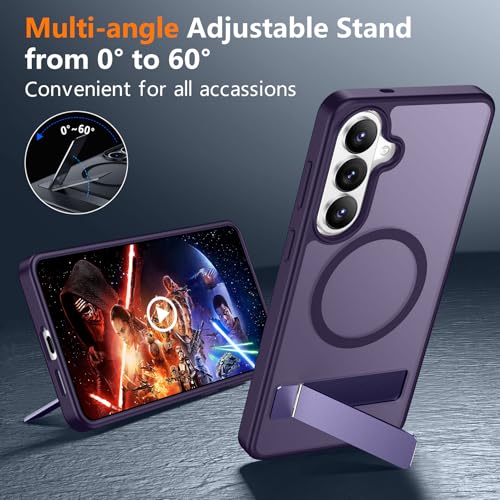 Image of SPIDERCASE Magnetic for Samsung Galaxy S26 Case, [3 Stand Ways][ Military Grade Drop Protection] with Invisible Stand Shockproof Slim Case for Samsung Galaxy S26 6.3 inch, Purple